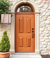 Puerta Exterior de Madera Clásica Minimalista Moderna, Marcos de Madera Sólida, Acabado Natural, Aislamiento Térmico, Apertura Lateral, Puerta Doble
