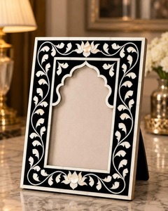 Luxury Black Bone Inlay Photo Frame Handmade Floral Bone <b>Mosaic</b> Picture Frame Decorative Tabletop Display Frame Mughal Design - Product Image 2