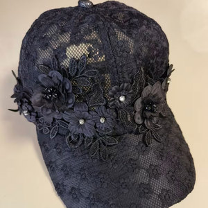 Fashion <b>Women</b> Lace Baseball <b>Hat</b> Decorative Mesh Design Adjustable Headwear For <b>Summer</b> Holidays Outdoor Casual Wear - Product Image 1