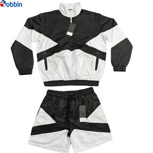 Conjunto Deportivo de Nylon Transpirable y Cómodo, Estilo Hip Hop, Chaqueta Corta con Cierre y Parches con Logotipo Personalizado, Pantalones Cortos Deportivos - Product Image 3