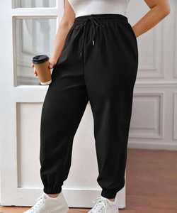 Pantalones Deportivos Casuales para Mujer, Transpirables, Bordados, Cintura Alta Elástica, Color Liso, con Bolsillos, Estilo Jogger - Product Image 3