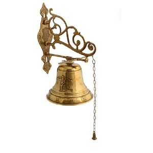Campana de Mano Decorativa de Latón con Forma de Flor, Adorno de Dos Tonos, Estilo Tradicional, Artesanía para el Hogar, Iglesia o Escuela - Product Image 3