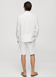 Camisas de Lino Francés 100% Puro para Hombre, Manga Larga, Cuello Clásico, Estilo Casual, Básico, Retro, Color Sólido - Product Image 3