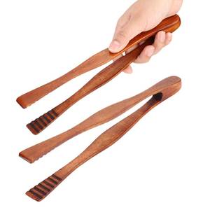 Vente directe usine : Pince à pain pliable personnalisée en bambou de 7 po/18,5 cm avec spatule-pince en bambou pour salade et pain - Product Image 3