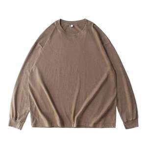 Oem Service Drop Shoulder Oversize Side Slit Long Sleeve T-shirt Men's Custom logo Long Sleeve Tees <b>Tshirt</b> - Product Image 6