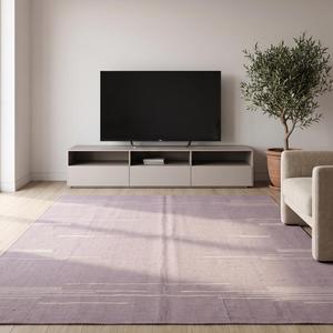 Timeless Handwoven Flatweave Wool Anti-Slip Medium Pile Mauve <strong>Lavender</strong> <strong>Rug</strong> Ivory Solid Color Minimalist Kilim Area Carpet - Product Image 2