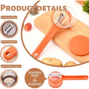 Pelapatate Multifunzione in Acciaio Inox a Doppio Lato con Contenitore Speciale per Conservazione in Cucina - Product Image 1