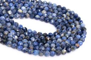 ลูกปัดโซดาไลต์ หินธรรมชาติแท้ เจียระไนทรงกลม ลูกปัดหลวมแบบเส้นเต็ม ขายส่งจำนวนมาก สำหรับทำเครื่องประดับ - Product Image 3