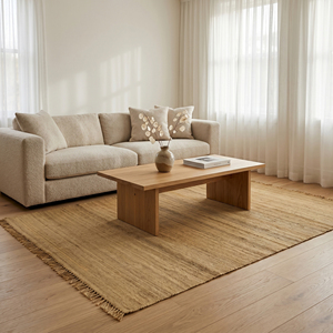 DECORDEC Tapis épais en laine tuftée à la main Golden Harvest Mustard, écologique, antidérapant, à rayures modernes et tonales, pour salon et chambre à coucher - Product Image 4