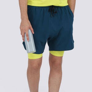 Pantalones cortos deportivos 2 en 1 para hombre, pantalones cortos de gimnasio de secado rápido con diseño de bolsillo con cremallera - Product Image 1