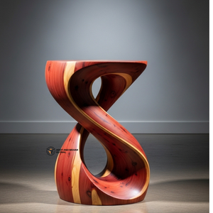 Designer Twisted Wooden <b>Stool</b> – Artistic Solid Wood Side <b>Table</b> for Living Room & Luxury Interiors - Product Image 5