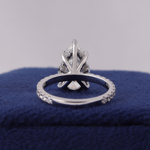3 Carat Pear Cut Lab Grown Diamond <b>Ring</b> Pear Shaped Engagement <b>Ring</b> Hidden Halo <b>Ring</b> Minimalist <b>Ring</b> 14K Gold <b>Thin</b> Daint <b>Ring</b> - Product Image 2