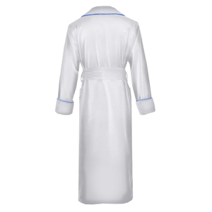 Peignoir de luxe blanc pour homme, col châle, en coton matelassé, pour spa et hôtel, manches longues, grande taille, vêtement d'intérieur, avec pompons, style couple - Product Image 3