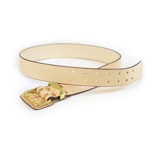 Bonne qualité hommes en cuir ceinture décontractée Durable haut Grain en cuir véritable marron ceintures hommes Vintage Design Double broche boucle dorée - Product Image 4
