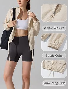 OEM Color Block Windbreaker Jacket Manufacturer Women's Lightweight Sports Windbreaker Jacket Waterproof Hooded Windbreaker - Product Image 5