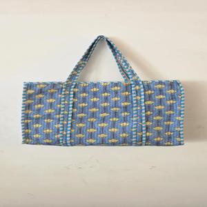 Quilted Cotton Geometric Pattern Tote Bag with Zipper Closure Shopping & Travel Bag - Product Image 1