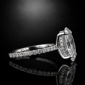 Anillo de Compromiso con Diamante de Corte Ovalado de 3 Quilates, Banda de Oro Blanco Sólido de 14K con Diamantes Laterales, Certificado IGI, Joyería Clásica para Mujer - Product Image 3