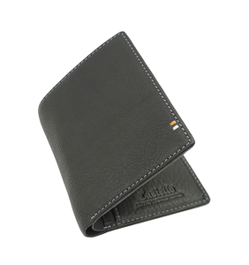 [Top Product] Castello Genuine Cowhide Soft Leather <b>RFID</b> Vertical Unisex Bi-fold <b>Wallet</b> W/coin Pocket Short Polyester Black - Product Image 2