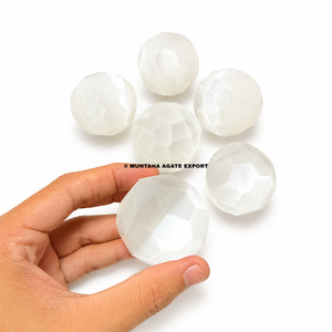 High Quality Muntaha Handmade Healing Feng Shui Faceted Selenite <b>Crystal</b> Sphere Sculpture Art Collectible Home - Product Image 2