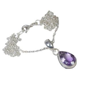 Fashion Cut Purple <b>Amethyst</b> 925 Sterling Silver Gemstone <b>Pendant</b> February Month Birthstone Pear Shape Gift for Birthday - Product Image 1