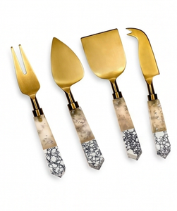 Golden <b>Cheese</b> <b>Knife</b> <b>Set</b> With stone Handle Metal Blade Dishwasher Safe Ideal For Kitchen And Parties Home And Cafe Use - Product Image 4