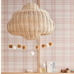 Abat-jour suspendu en rotin naturel de qualité supérieure, décoratif, en matériau organique tressé pour chambre d'enfant, installation au plafond. - Product Image 3