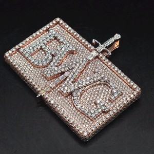 RB Gems Collier Pendentif de Luxe en Argent 925 Plaqué, Certifié IGI, avec Diamant de Laboratoire Taille Brillant et Moissanite VVS, pour - Product Image 1