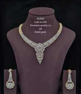 12059 Lujoso Conjunto de Collar y Pendientes de Hoja Marquise con Circonita Cúbica, Joyería Bañada en Rodio para Bodas y Fiestas - Product Image 2