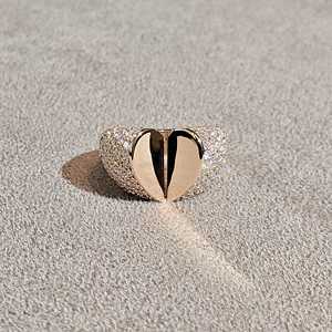Heart Cocktail <b>Rings</b> Solitaire Minimalist Statement <b>Dome</b> Bands 14k 18k Solid Gold Pave Round Cut Lab Grown Diamonds Manufacturer - Product Image 4