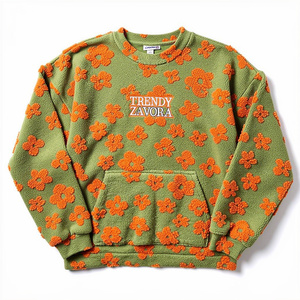 Trendy Oversized Floral Sherpa <b>Hoodies</b> <b>Women</b> <b>Teddy</b> Fleece Pullover Custom Embroidery Premium OEM Private Label Manufacturer - Product Image 3