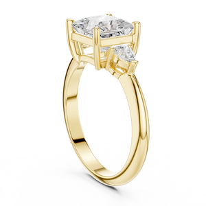 14K Yellow Gold Engagement Ring IGI Certified Lab Grown Diamond 3 CT Princess Cut and Side Pear Cut Anniversary Wedding - Product Image 3