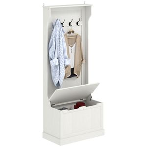 Appendiabiti da Ingresso Bianco Autoportante Resistente con Panchina e Vano Portaoggetti - Product Image 1