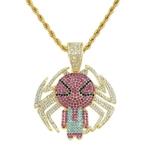 Collier pendentif araignée entièrement sertie de diamants, style Hip Hop, chaîne longue tendance pour sweats à capuche - Product Image 4
