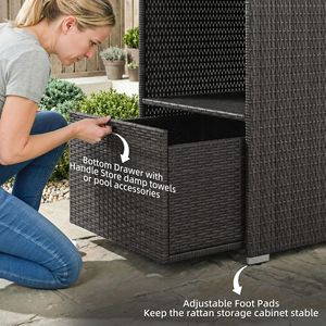 Moderno Portasciugamani Elettrico Riscaldato in Rattan Sintetico PE con 2 Ripiani e 1 Cassetto - Product Image 5