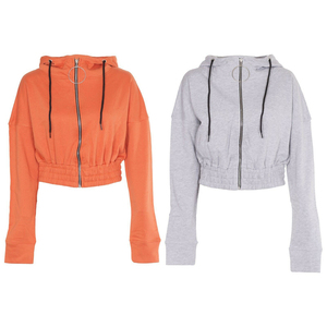 Hoodie court à manches longues pour femme, en molleton 100% coton, broderie 3D, style athleisure, écologique, hiver - Product Image 2