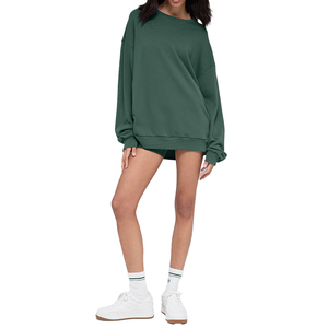High demand Crewneck Pullover Women Oversized Fleece Sweatshirt Casual Streetwear Custom OEM Private Label Crew Neck Supplier - Product Image 5