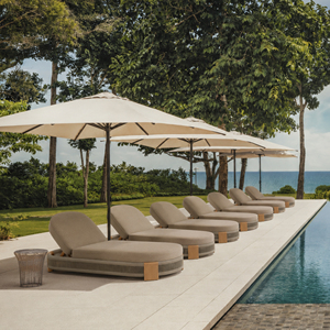 Lit de repos pliable en teck de style balinais exclusif, résistant aux UV, avec corde tressée, élégant et luxueux, pour hôtel et plage - Product Image 1