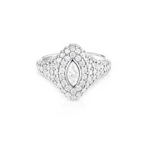 Custom Wholesale 10K 14K 18K Solid Gold Marquise Cut Lab Grown Diamond Bezel Pave Heavy Shield Face Chunky Signet Pinky <b>Ring</b> - Product Image 5