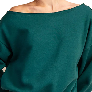 Sweat-shirt en laine écologique vert forêt pour femme, coupe oversize, col rond, ultra doux, style streetwear, personnalisable avec logo - Product Image 6