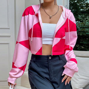 เสื้อฮู้ดดี้ผู้หญิง แขนยาว ซิปหน้า มีเชือกผูก ปักลาย 3 มิติ ผ้าสโตนวอชท์ ทอแบบพิเศษ ผ้าฝ้าย 100% คุณภาพสูง - Product Image 5