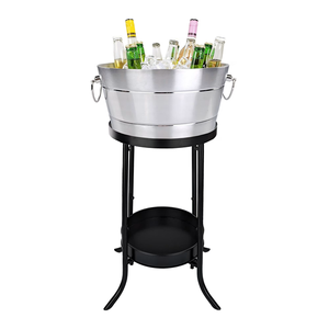 Bulk Heavy Duty 26" Brushed Stainless Steel Beverage Tub with <b>Stand</b> Double Wall Insulated <b>Drink</b> Cooler for Wine Beer Champagne - Product Image 1