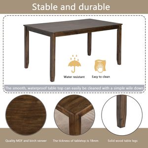 Set da Pranzo di Lusso a 6 Pezzi, Tavolo Rettangolare in Legno di Quercia con 4 Sedie Imbottite e Panca per 6 Persone - Product Image 5