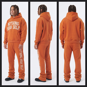 Conjunto Deportivo de Felpa de 400 Gsm con Bordado Desgastado, Sudadera con Capucha y Pantalones Deportivos de Algodón para Hombre, Traje Deportivo de Invierno - Product Image 5