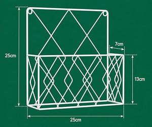 White <b>Metal</b> Wall Mount Magazine Rack Square <b>Grid</b> Design for Home Office Decor - Product Image 2