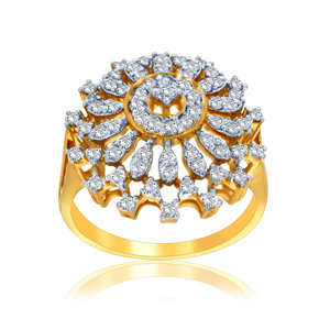 Anillo de diamantes con diseño de rayo de sol brillante, anillo de diamantes con diseño de resplandor solar, anillo de cascada dorada - Product Image 1