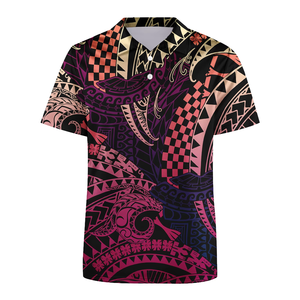 Chemises Polo Hawaïennes à Imprimé Floral Personnalisé Samoa, Chemises de Plage Tendance, Vente en Gros, Hauts Polynésiens pour Hommes - Product Image 4