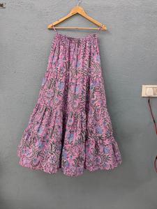Hand Block Print Indian Cotton <b>Skirt</b> Floral Sustainable Versatile Casual Style for Summer Winter Spring Party Occasions - Product Image 6