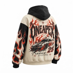 Men's White <b>Black</b> Hoodie Oversized Streetwear <b>Sweatshirt</b> Cotton Pullover Custom Embroidery Hoodie Wholesale Supplier - Product Image 3