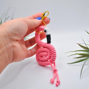 Stylish Ostrich Macrame Keychain Cotton Rope Bird Charm Perfect for <b>Bags</b> <b>Keys</b> Purse Aesthetic Gift Item Decorative Object - Product Image 5