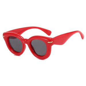 Personality Thick <b>Frame</b> Sunglasses 2024 Trend Round Sunglasses Fashion Concave Shape Sunblock Sunglasses - Product Image 5